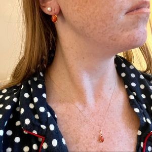 Gold and coral necklace and earrings